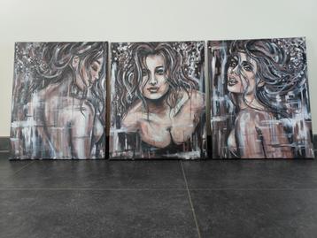 3 luik kunstwerken schilderijen beschikbaar voor biedingen
