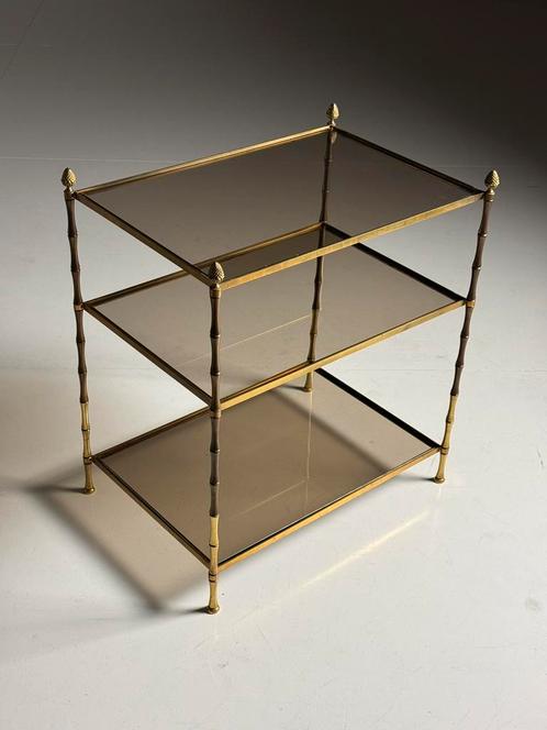 Bijzettafel messing glas maison bagues, Antiek en Kunst, Antiek | Meubels | Tafels, Ophalen