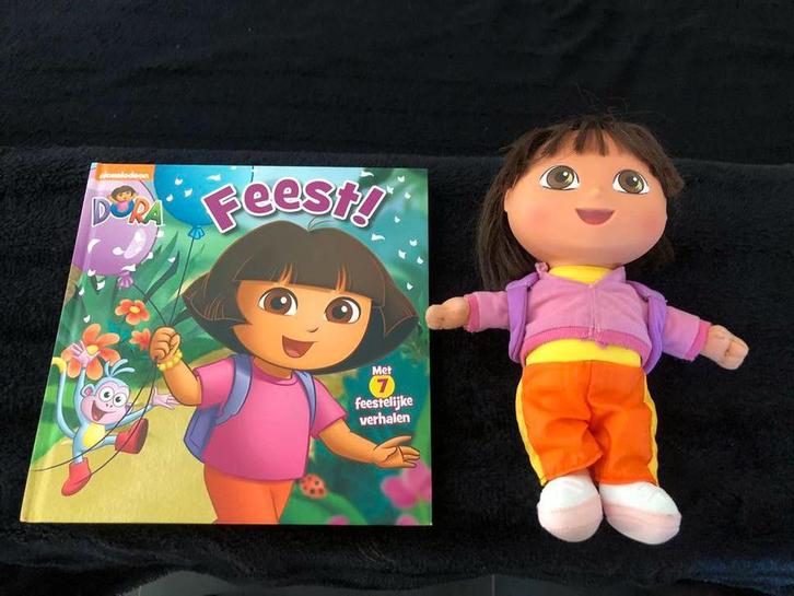 Prachtig leesboek Dora + knuffel Dora met geluid, Kinderen en Baby's, Speelgoed | Poppen, Ophalen of Verzenden