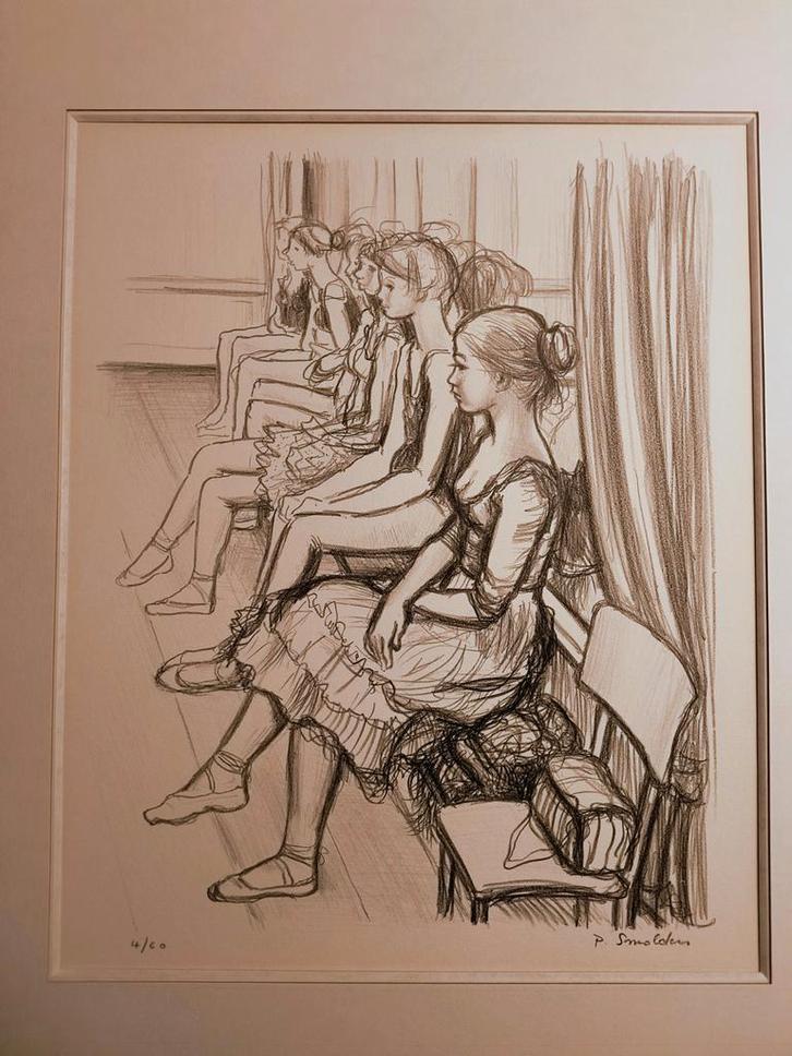 Supermooie litho van Paul Pol Smolders - jonge ballerina's, Antiek en Kunst, Kunst | Tekeningen en Fotografie, Ophalen of Verzenden