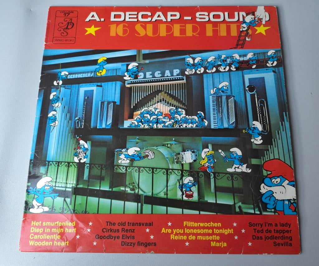 Vinyle 33 tours A.Decap-Sound 16 Super Hits - Schtroumpf, Collections, Envoi, Utilisé, Différents Schtroumpfs, Autres types