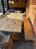 Steigerhoute Tuintafel met bank met stalen onderstel, Tuin en Terras, Ophalen, Gebruikt, Bank
