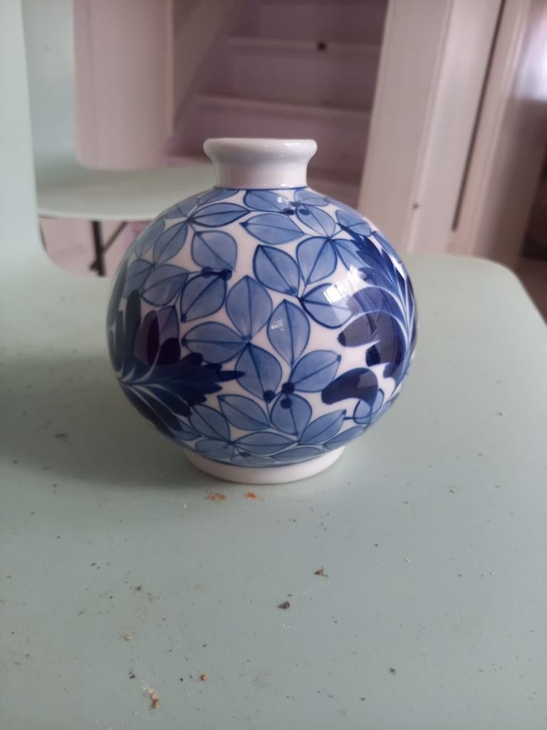 Blauw/wit vaasje, Ophalen of Verzenden, Gebruikt, Blauw