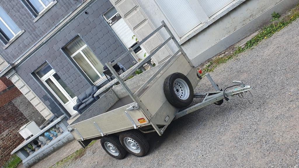 Remorque double essieux 750kg Aluminium 2,55cm/1,55cm, Enlèvement ou Envoi, Comme neuf