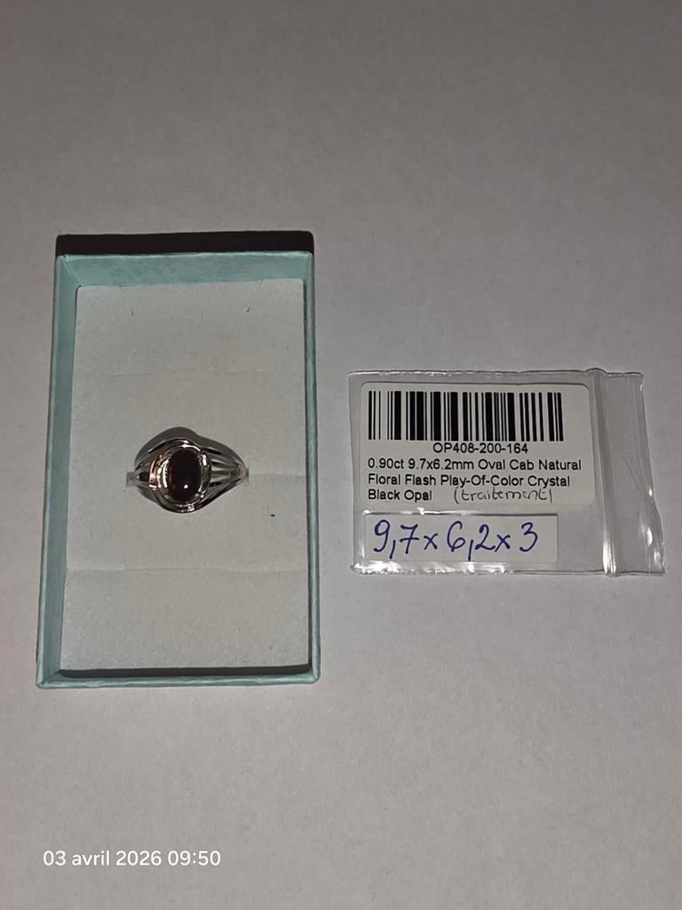 925 sterling zilveren ring met zwarte opaal uit Ethiopië, Nieuw, Met edelsteen, Dame, Zilver