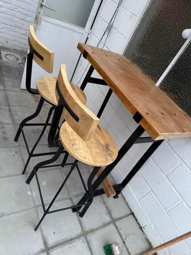 Bar met 2 barstoelen te koop, Huis en Inrichting, Barren, Ophalen, Gebruikt, Inclusief barstoelen