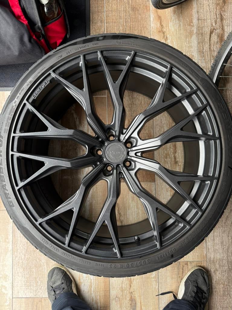 Concaver zwarten velgen 5x112, Ophalen, Velg(en)