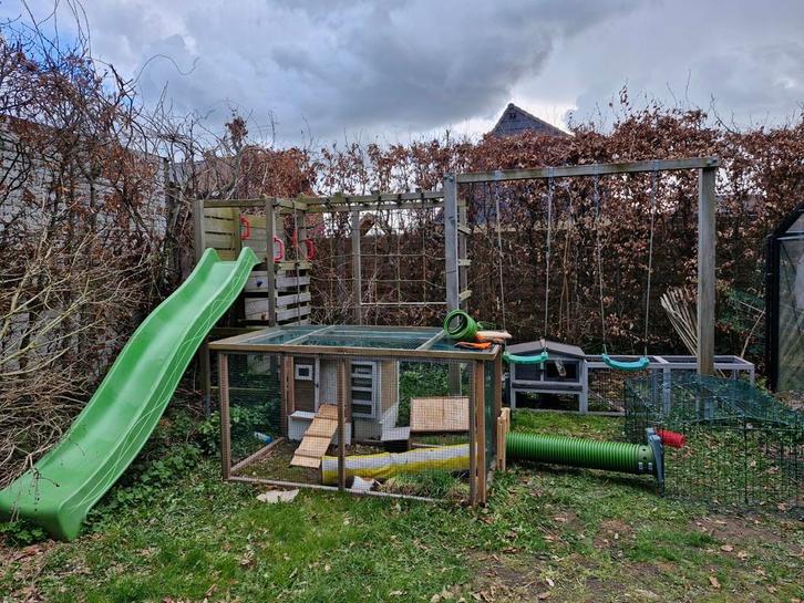 Balançoire double, toboggan, parcours d'escalade (ferme), Enfants & Bébés, Jouets | Extérieur | Aires de jeux, Toboggan, Balançoire