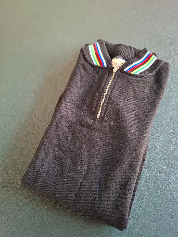 koerstruitje wielertrui regenboog retro zwart campitello, Fietsen en Brommers, Fietsaccessoires | Fietskleding, Gebruikt, Bovenkleding