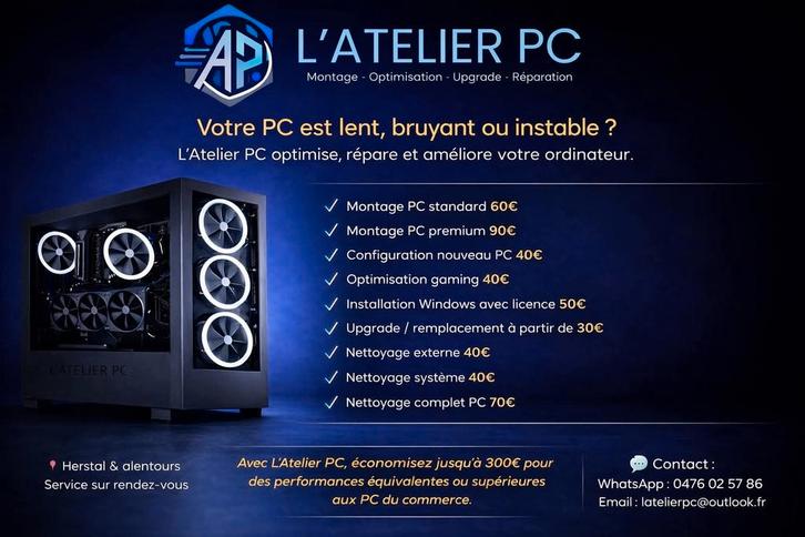 Montage, optimisation, réparation & Upgrade à Herstal/Liège., Computers en Software, Desktop Pc's, Ophalen