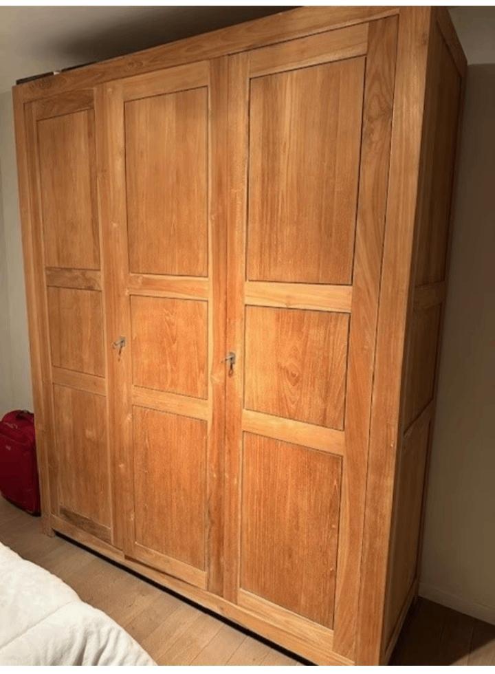 Teak houten kledingkast, Huis en Inrichting, Kasten | Kleerkasten, Nieuw, 200 cm of meer, 150 tot 200 cm, 50 tot 75 cm, Met lade(s)