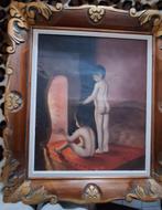 vintage schilderij kinderen bij vuur, Ophalen