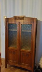 Stevige houten kast met glazen deuren, Huis en Inrichting, Kasten | Overige, Ophalen