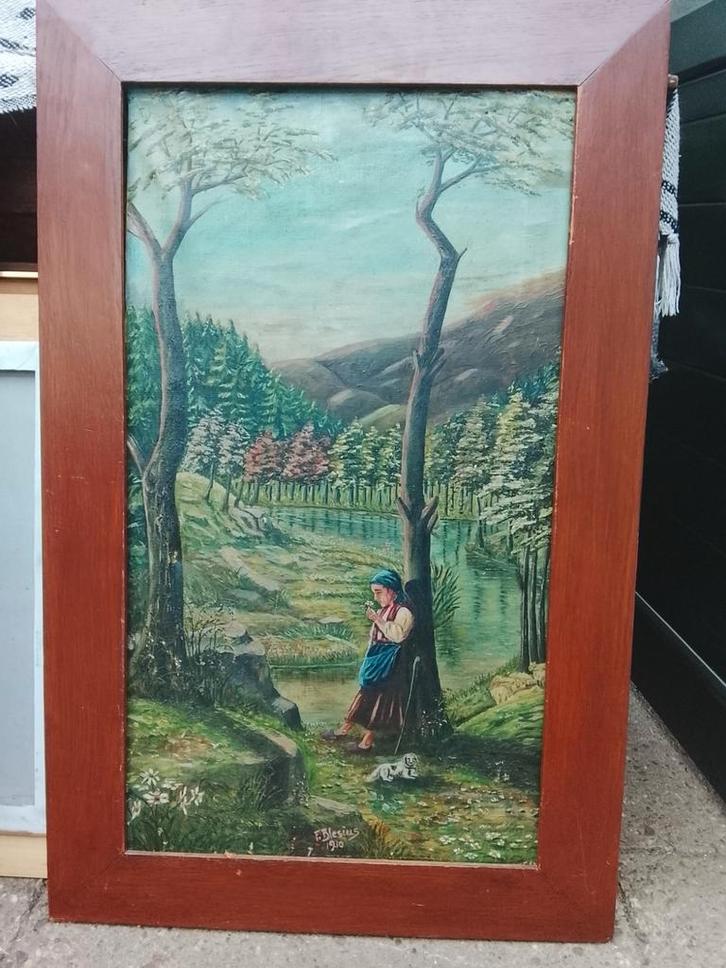 Antiek schilderij, Antiek en Kunst, Kunst | Schilderijen | Klassiek, Verzenden