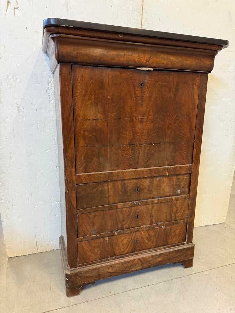 Mahonie secretaire met interieur 19e, Ophalen