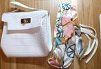 Sac à main blanc élégant + écharpe et bandoulière — nouveau, Enlèvement ou Envoi, Neuf, Blanc, Sac à main