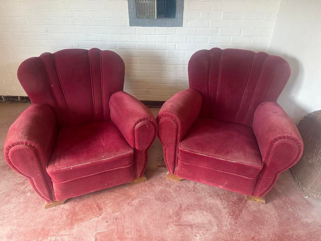 2 mooie fluwelen zetels uit de oude tijd.., Antiek en Kunst, Ophalen