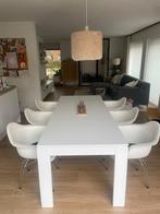 Table blanche et 6 chaises, Enlèvement, Utilisé, 50 à 100 cm, Rectangulaire