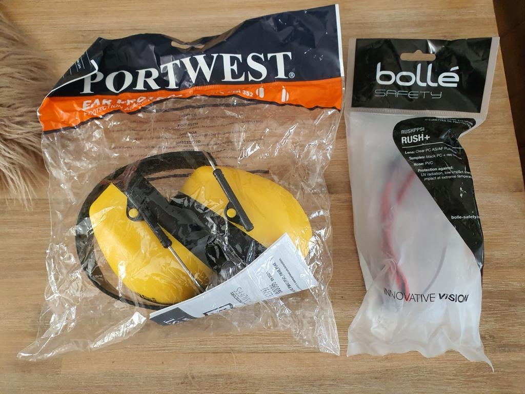 Veiligheidsbril + oorbeschermer, Ophalen