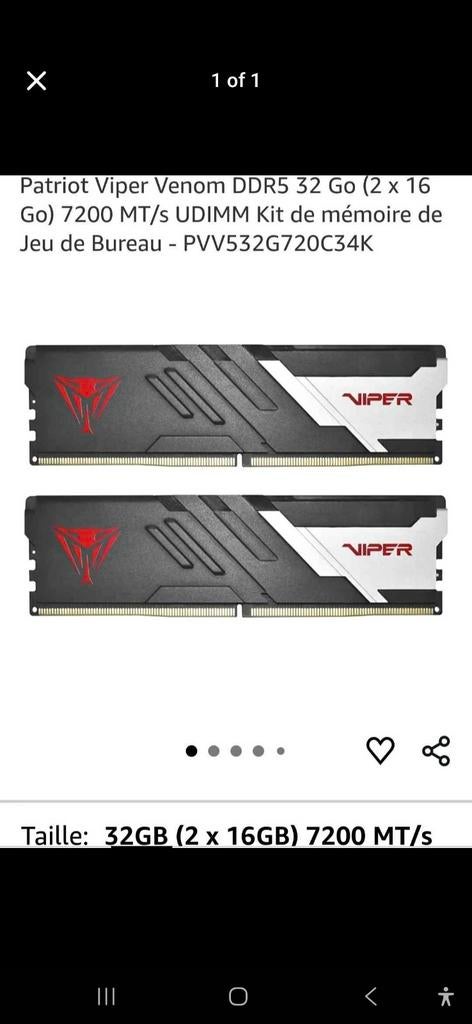 RAM DDR5 32 GB 7200 MHZ CL34, Computers en Software, RAM geheugen, Ophalen, DDR5