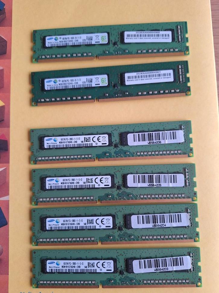 Samsung 4 x 8 Go de RAM + 2 × 4 Go de RAM, Informatique & Logiciels, Mémoire RAM, Utilisé, Serveur, 8 GB, DDR3, Enlèvement