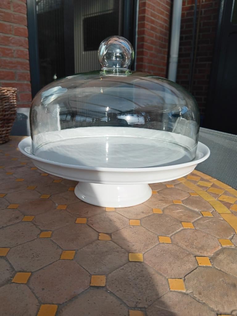 Taartschotel met glazen stolp, diameter 25 cm,, Ophalen of Verzenden