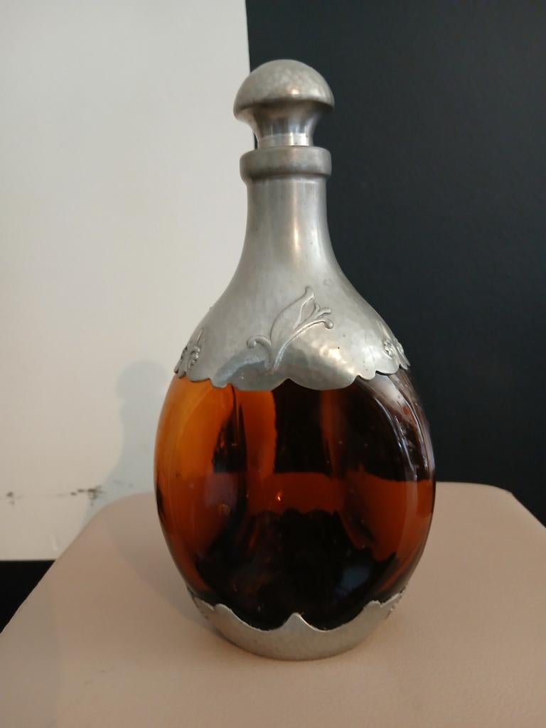 Bouteille en verre et étain, Antiquités & Art, Enlèvement ou Envoi