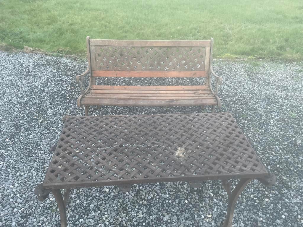 Tuinbank met tafel, Tuin en Terras, Ophalen, Zo goed als nieuw