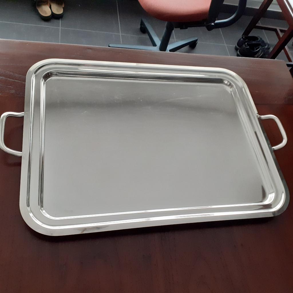 Verzilverd dienblad SAMBONET ITALY Model: "ELITE" Pr: € 149, Ophalen, Gebruikt, Rechthoekig, Metaal