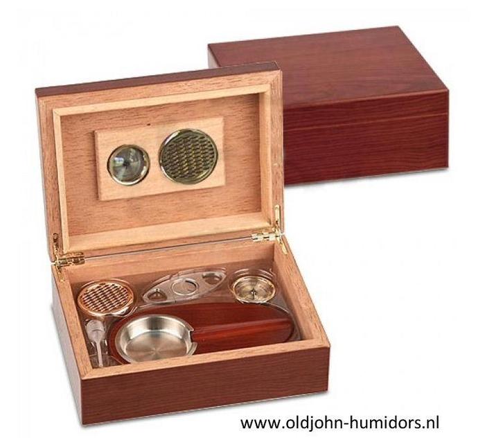 BOOKWILL MERK HUMIDOR GIFTSET - MAHONIE -ASBAK KNIPPER  h74, Verzamelen, Rookartikelen, Aanstekers en Luciferdoosjes, Nieuw, Tabaksdoos of Verpakking