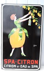 Plaque émaillée SPA CITRON superbe motif très décorative, Enlèvement ou Envoi