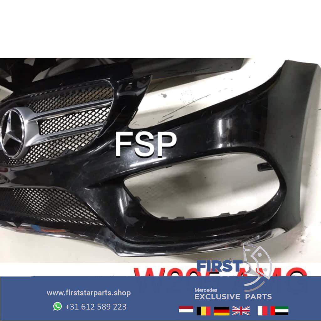 W205 C43 AMG Voorbumper zwart + gril + onderlip C Klasse 201, Gebruikt, -, Voor, Ophalen of Verzenden