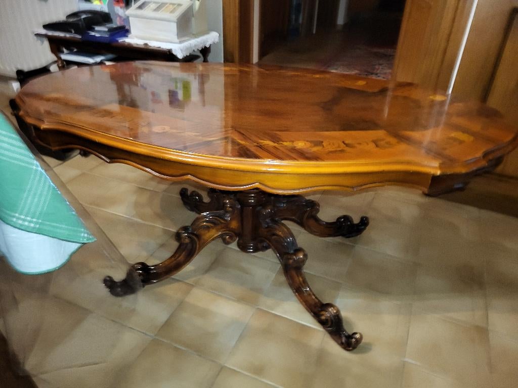 ovale notelaren salontafel, Huis en Inrichting, Tafels | Salontafels, Ophalen, Overige materialen, Gebruikt, 100 tot 150 cm