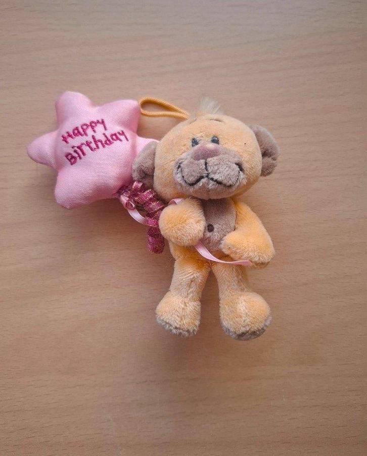 Vintage Klein Pimboli Beertje met Happy Birthday Ballon, Collections, Diddl, Neuf, Peluche, Pimboli, Enlèvement ou Envoi