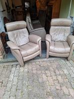 Canapé 3 places + 2 fauteuils relax, Maison & Meubles, Canapés | Salons, Enlèvement, Utilisé, Trois personnes, Cuir