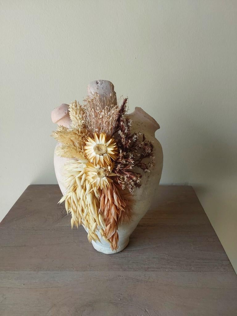 Mooie kruk met droogbloemen, Ophalen of Verzenden