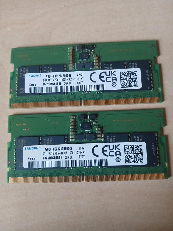 RAM DDR5 Samsung PC5-4800B 2x8Go SODIMM 4800Mhz 16Go Kit, Informatique & Logiciels, Mémoire RAM, Comme neuf, Laptop, 16 GB, DDR5