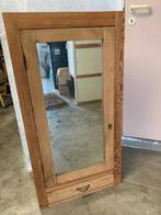 Beau petit meuble en pin à suspendre avec miroir et tiroir., Ophalen, Gebruikt, Minder dan 100 cm, Rechthoekig