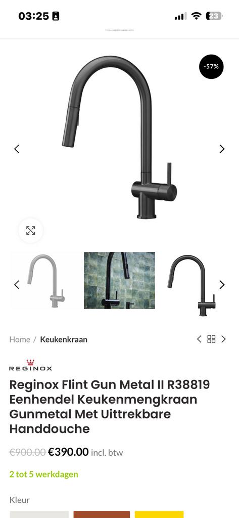 reginox flint gun 2 keukenkraan matzwart, Doe-het-zelf en Bouw, Sanitair, Ophalen of Verzenden, Nieuw, Wastafel