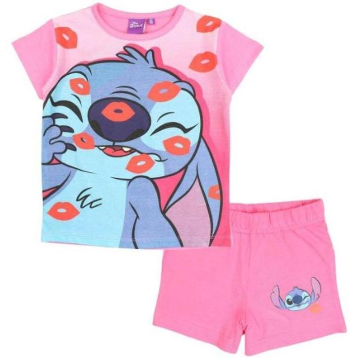 Lilo en Stitch Shortama Pink Kiss - Maat 98-104-110-116, Kinderen en Baby's, Kinderkleding | Maat 116, Nieuw, Meisje, Setje, Ophalen of Verzenden