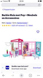 Barbiehuis draagbaar + barbie, Kinderen en Baby's, Poppenhuis, Zo goed als nieuw, Ophalen