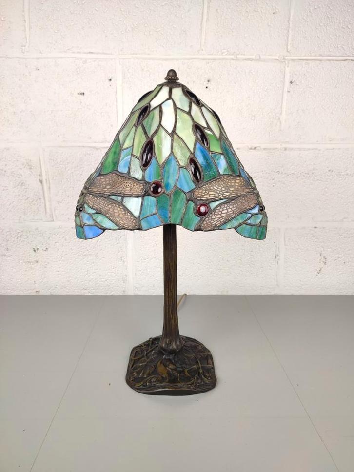 Prachtige grote Tiffany lamp met libellen, Huis en Inrichting, Lampen | Tafellampen, Zo goed als nieuw, Ophalen
