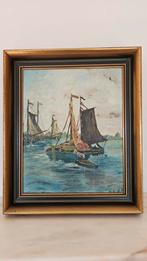 Schilderij" Bootjes op water", G v.d.B, Antiek en Kunst, Ophalen