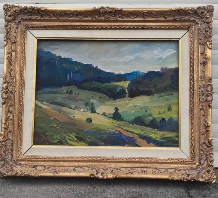 huile sur toile paysage ardenais signe monique massin, Antiek en Kunst, Kunst | Schilderijen | Klassiek, Ophalen of Verzenden