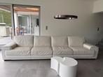 Natuzzi Zetel (incl. poef) - Wit leder, Ophalen, 300 cm of meer, Zo goed als nieuw, Rechte bank