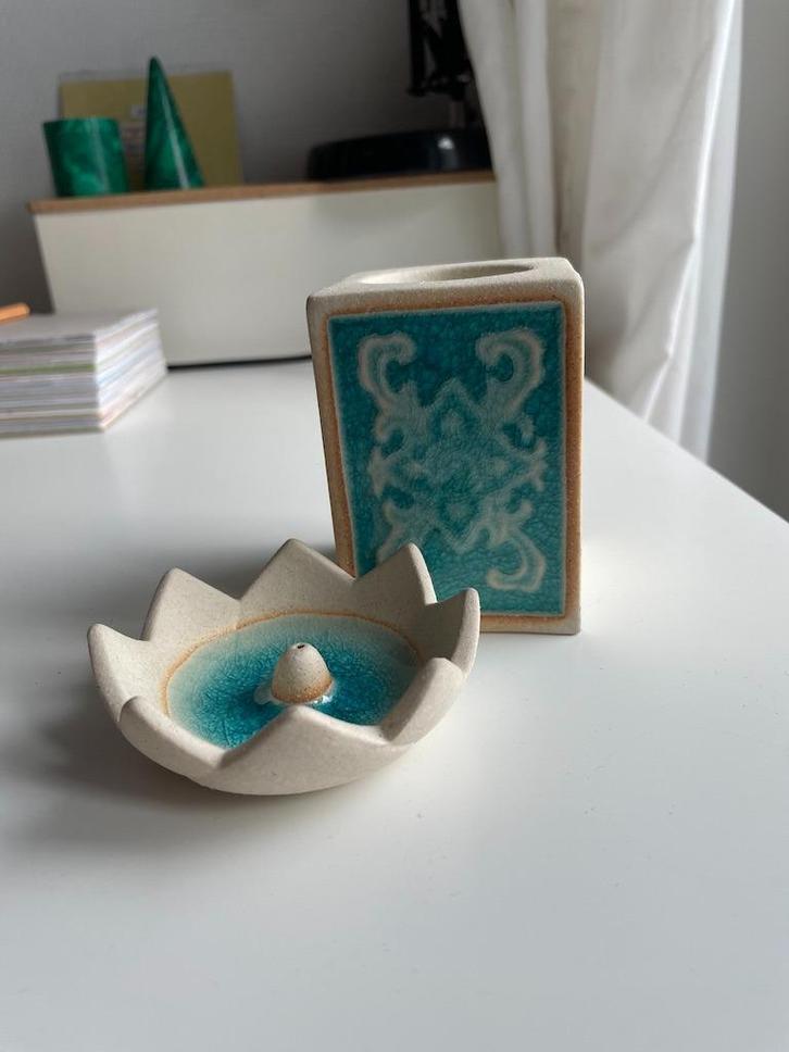 set: theelichthouder + wierrookhouder / oxfam / fair trade, Huis en Inrichting, Woonaccessoires | Kandelaars en Kaarsen, Nieuw