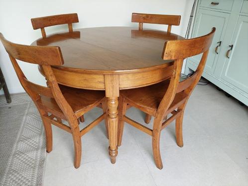 Antieke ronde cafétafel met 4 bijpassende caféstoelen, Antiek en Kunst, Antiek | Meubels | Tafels, Ophalen