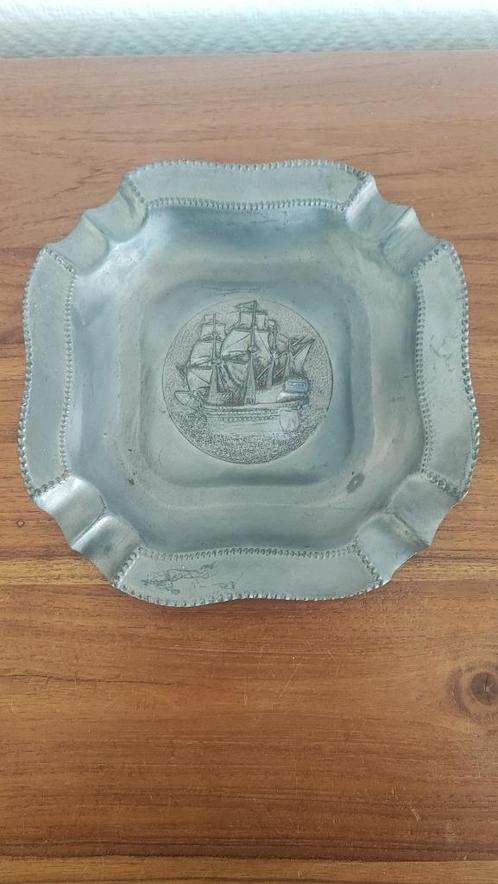 zware tinnen asbak met boot, Antiek en Kunst, Antiek | Tin, Ophalen of Verzenden