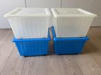Blauwe en witte opbergboxen (4 stuks), Ophalen, Gebruikt, Minder dan 50 cm, Minder dan 40 cm