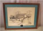 Mooie Tekening 'Hoeve met Schuur' - De Gruyter Hugo, Ophalen of Verzenden